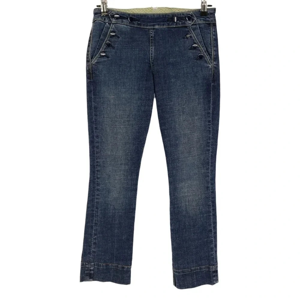 Pilcro Anthropologie Sailor Jeans Slim Straight Ankle Dark Wash Denim